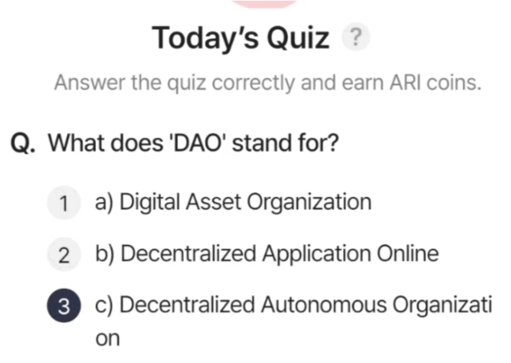 ARI Wallet Daily Quiz Answer 25 June 2025 (AriChain)